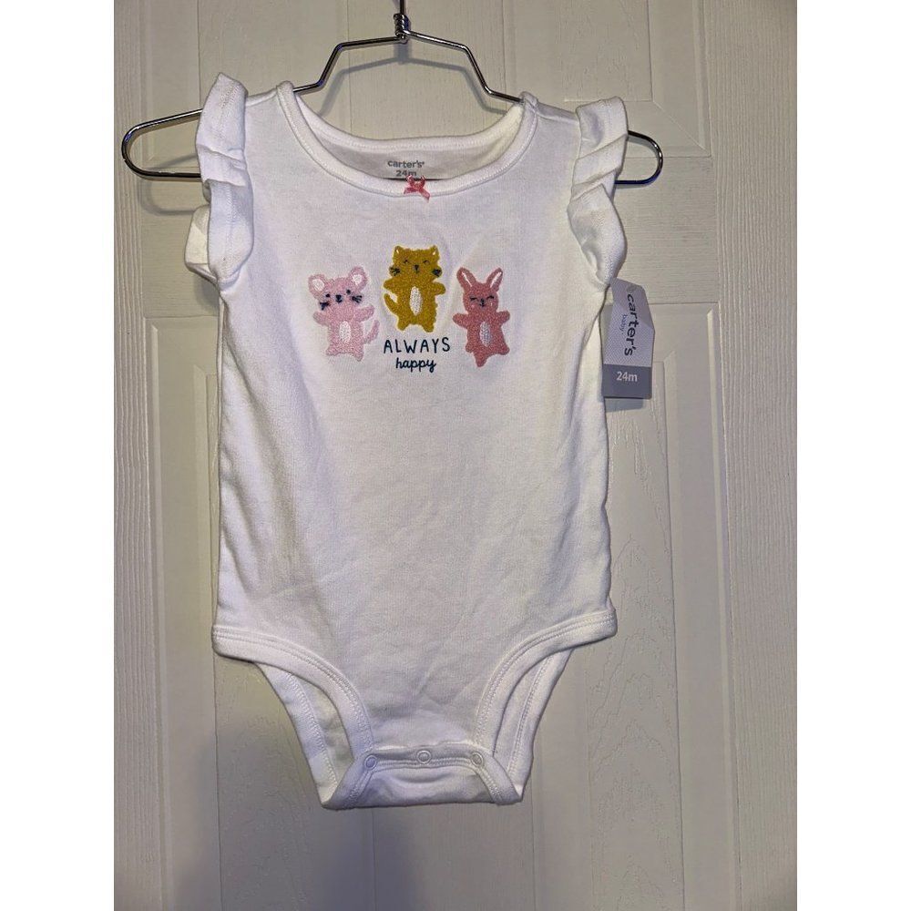 Carters “Always Happy”‎ 24M Onsie With Animals Easter Bunny Rabbit